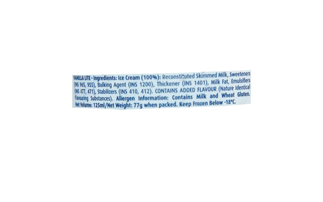 London Dairy Lite Ice Cream Vanilla No Added Sugar   Cup  125 millilitre
